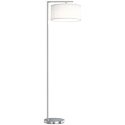 Floor Lamp with Overhead Soft Light for Living Room or Bedroom Silver and White AOSOM