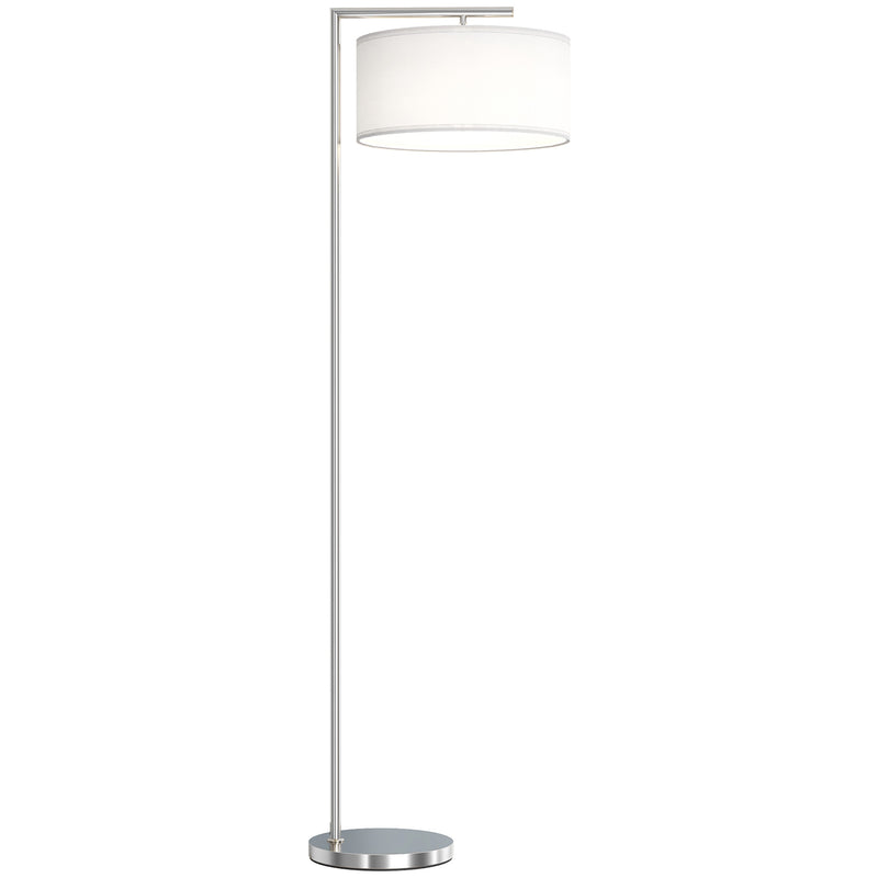 Floor Lamp with Overhead Soft Light for Living Room or Bedroom Silver and White AOSOM