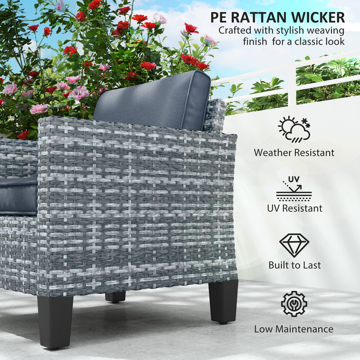 Single Rattan Outdoor Arm Chair with Cushions Mixed Grey by Outsunny