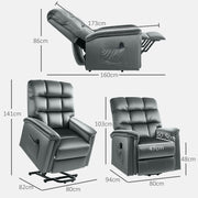 Dark Grey Velvet Feel Electric Lift Recliner Chair for Comfort and Support by HOMCOM