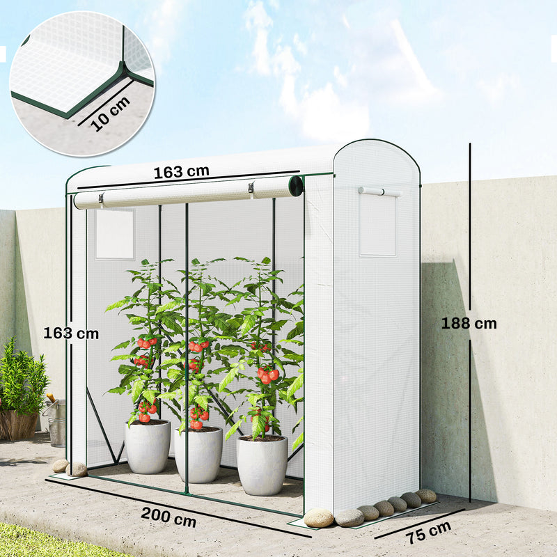 Garden Greenhouse for Year Round Plant Protection with Roll Up Door and Mesh Windows Green