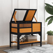 Wooden Tortoise House with Shelter Run Shelf Lamp Holder and Tray Yellow by PawHut