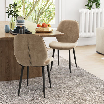 Set of 2 Velvet Dining Chairs with Sturdy Metal Legs Ideal for Dining Room Use Light Brown