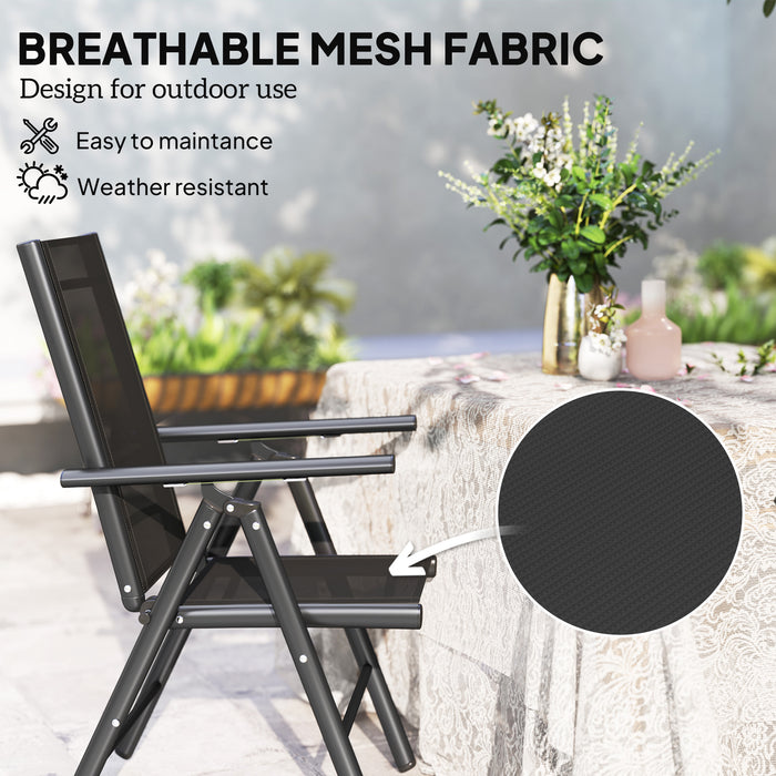 Set of 2 Folding Aluminium Camping Chairs with Breathable Mesh Back and Armrests by Outsunny