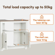 Under Sink Bathroom Cabinet with Double Doors and Open Shelf for Extra Storage White Brown AOSOM