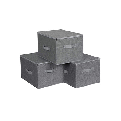 Foldable Fabric Storage Baskets Set of 3 with Handles for Shelves and Wardrobes by Songmics