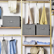 Foldable Fabric Storage Baskets Set of 3 with Handles for Shelves and Wardrobes by Songmics