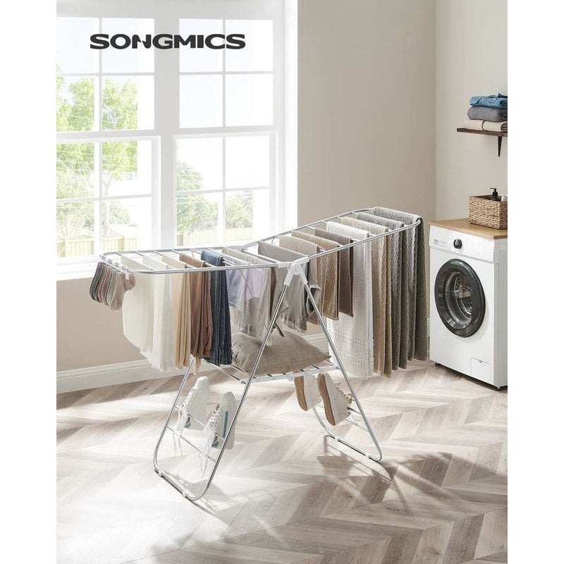 Foldable Clothes Airer Drying Rack - White/Silver