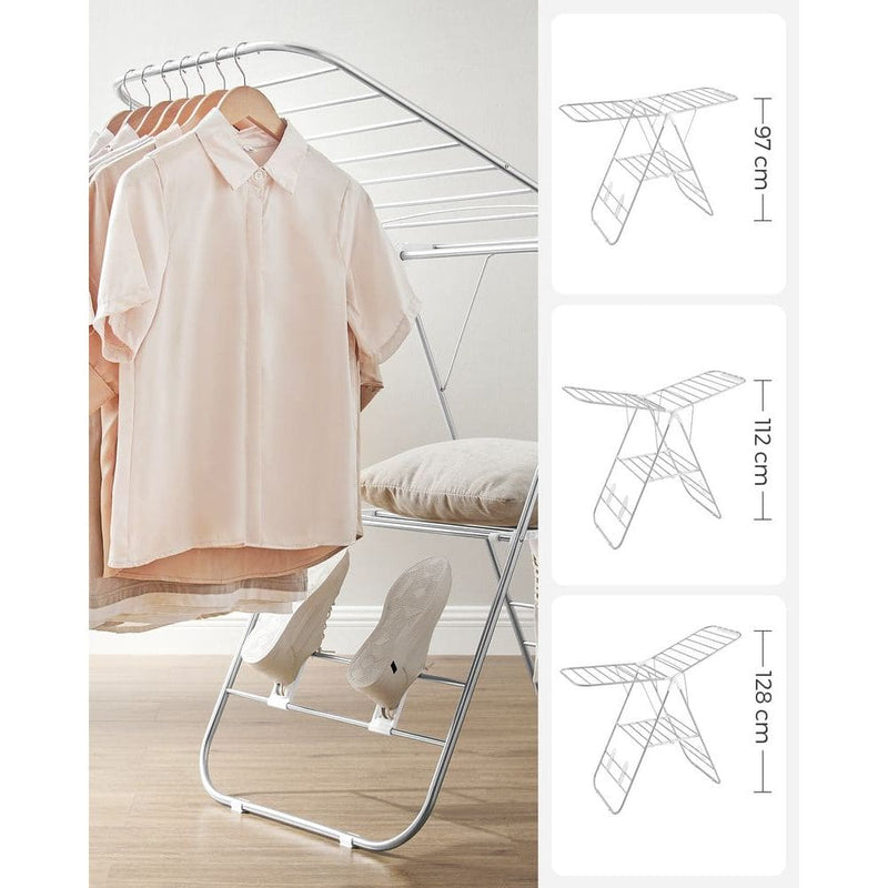 Foldable Clothes Airer Drying Rack - White/Silver