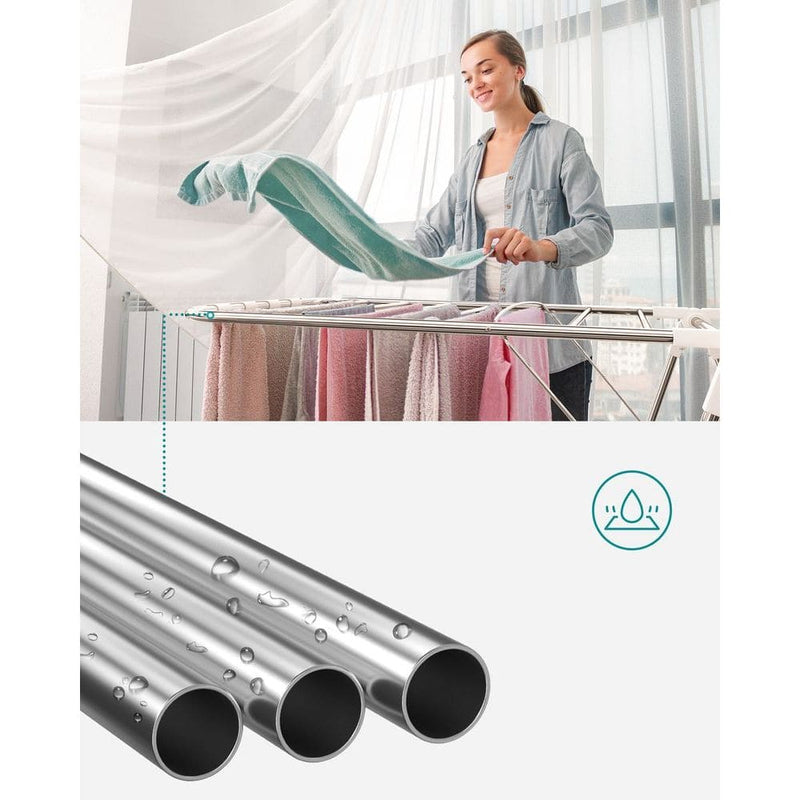 Foldable Clothes Airer Drying Rack - White/Silver