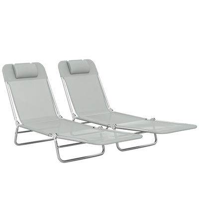 Foldable Sun Loungers Set of 2 with Adjustable Backrest for Garden or Patio Relaxation Outsunny