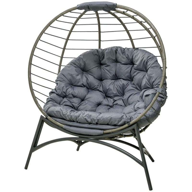 Foldable Rattan Egg Chair - Indoor/Outdoor - Grey/Black