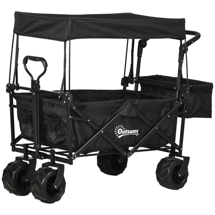 Folding Trolley Cart With Canopy, Black