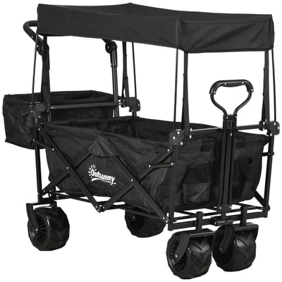 Folding Trolley Cart With Canopy, Black Outsunny