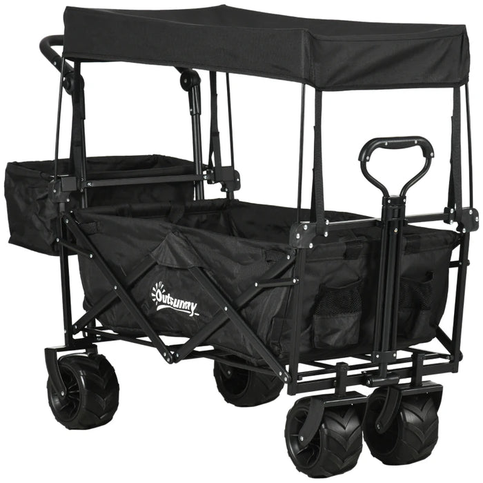 Folding Trolley Cart With Canopy, Black