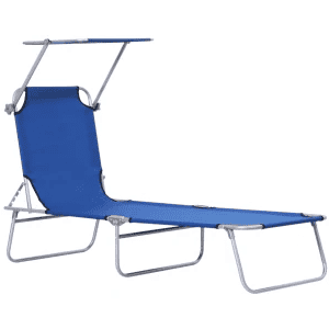 Folding Sun Lounger With Canopy Outsunny