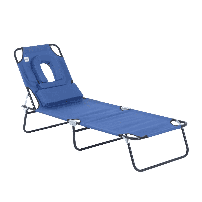 Folding Sun Lounger With Face Hole Outsunny