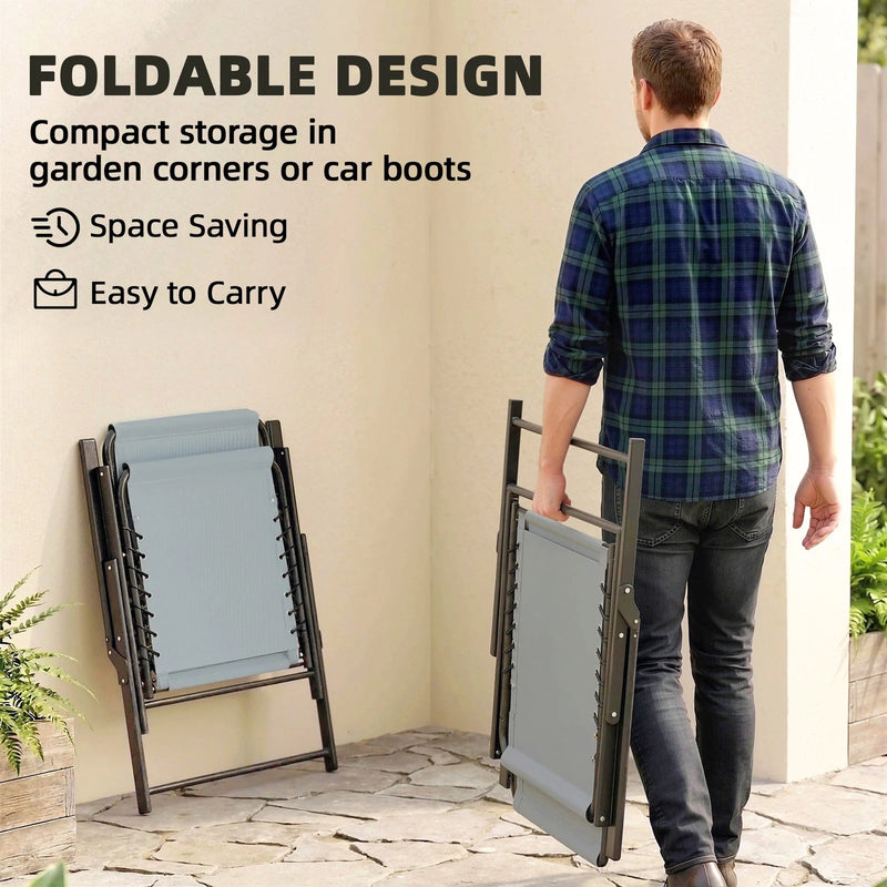 Folding Garden Chairs Set of 2 for Relaxed Outdoor Seating Easy Storage Outsunny