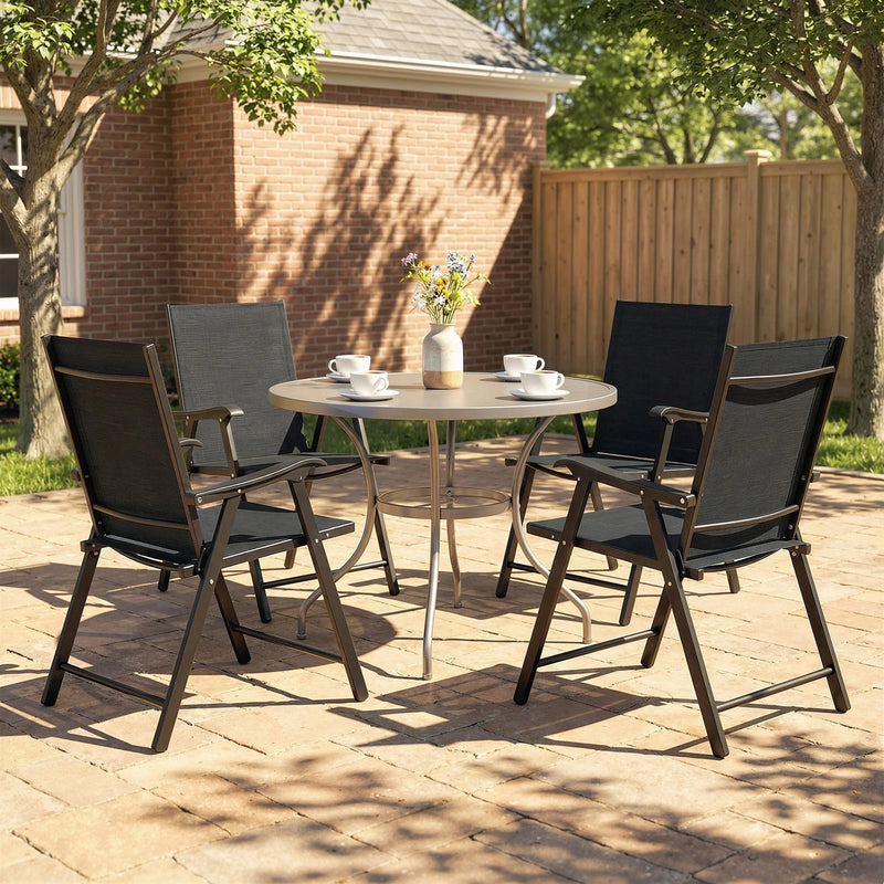 Folding Garden Chairs Set of 4 for Comfortable Outdoor Seating With Breathable Mesh - Supports Up To 120kg Outsunny