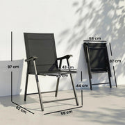Folding Garden Chairs Set of 4 for Comfortable Outdoor Seating With Breathable Mesh - Supports Up To 120kg Outsunny