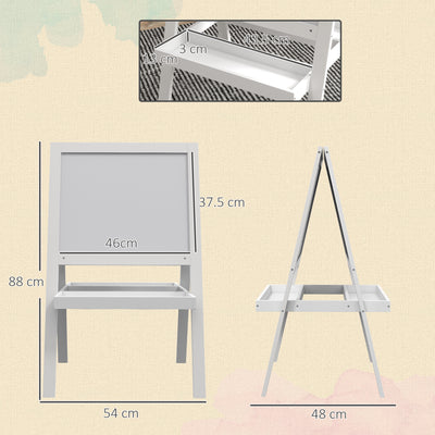 2 in 1 Kids Art Easel With Double Sided Whiteboard Chalkboard And Storage Shelf, White