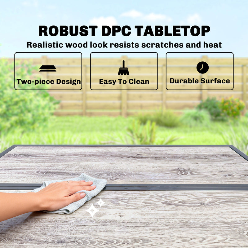 Cube Patio Dining Set for Small Patios with Space Saving Chairs and Cushions, Black Grey