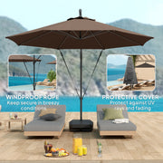 Brown 3m Cantilever Parasol with Fillable Base Wind Strap Cover and Tilt by Outsunny