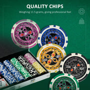 500 Piece Poker Set with Mat Cards Chips Dice and Dealer Ideal for Game Nights Black AOSOM