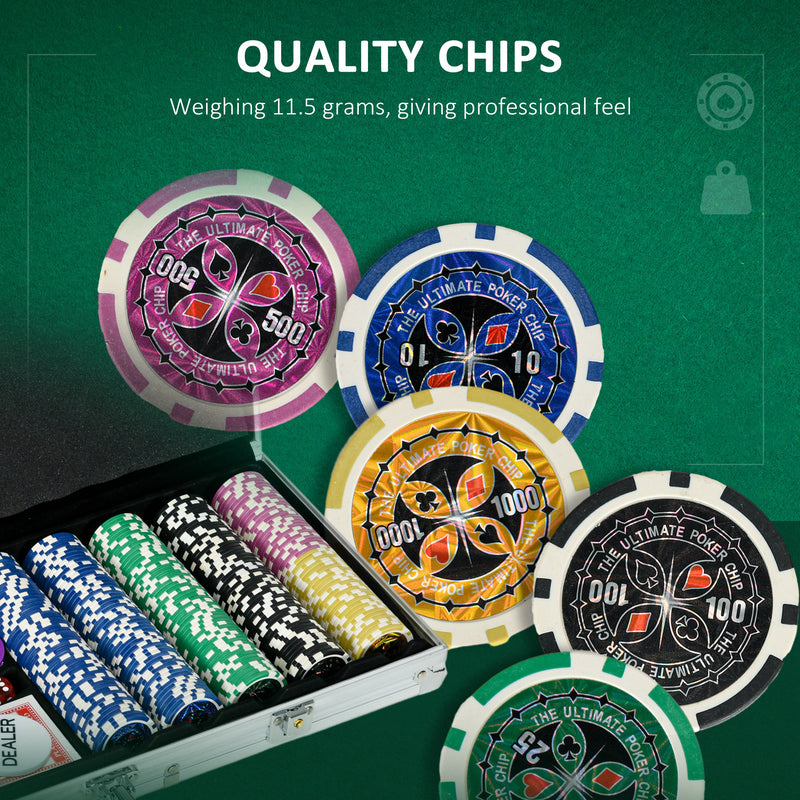 500 Piece Poker Set with Mat Cards Chips Dice and Dealer Ideal for Game Nights Black AOSOM