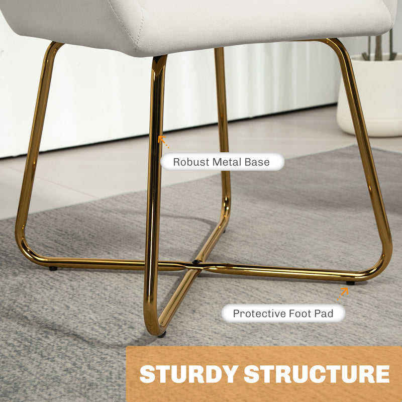 Modern Upholstered Armchair with Gold Metal Frame Ideal for Living Room Comfort Cream White