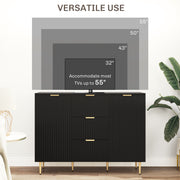 2 Door Sideboard with 3 Drawers and Adjustable Storage Shelves for Home Organisation Black