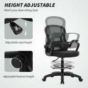 Ergonomic Mesh Drafting Office Chair With Lumbar Support And Footrest For Standing Desks Black