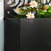 Metal Planter with Leaf Trellis Privacy Panel for Garden or Patio Black Outsunny
