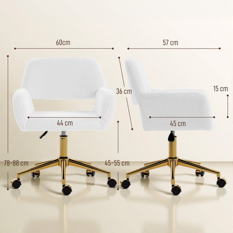 Office Chair with Soft Faux Fur and Adjustable Height for Comfortable Home Working