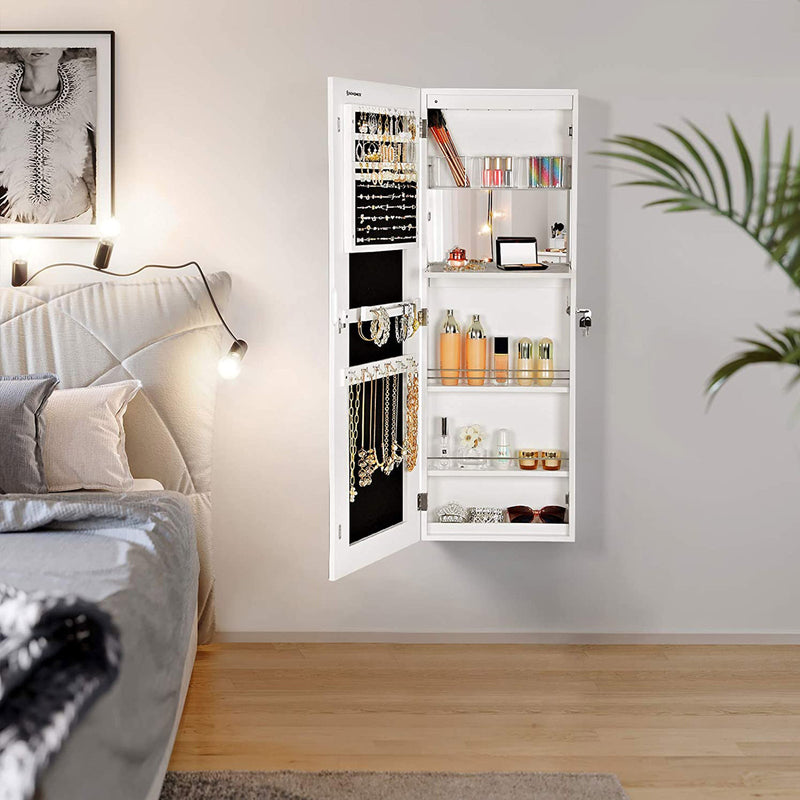 Wall Mounted Frameless Jewellery Cabinet with Mirror and Organiser Storage by Songmics