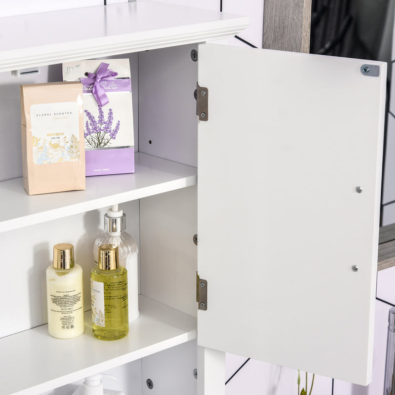 Wall Mounted Storage Cabinet with Adjustable Shelf for Bathroom or Kitchen White AOSOM