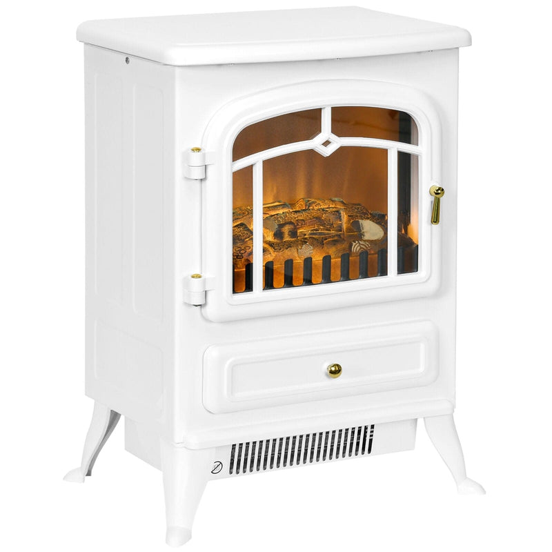 Image of a White Vintage Free Standing Electric Fireplace