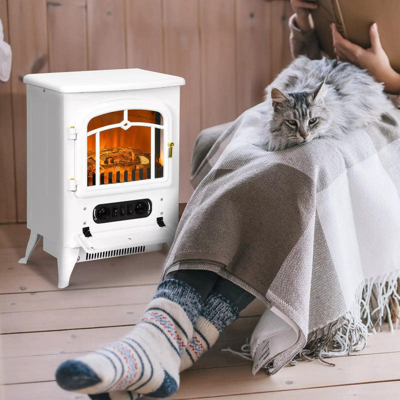 Image of a White Vintage Free Standing Electric Fireplace