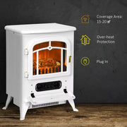 Image of a White Vintage Free Standing Electric Fireplace