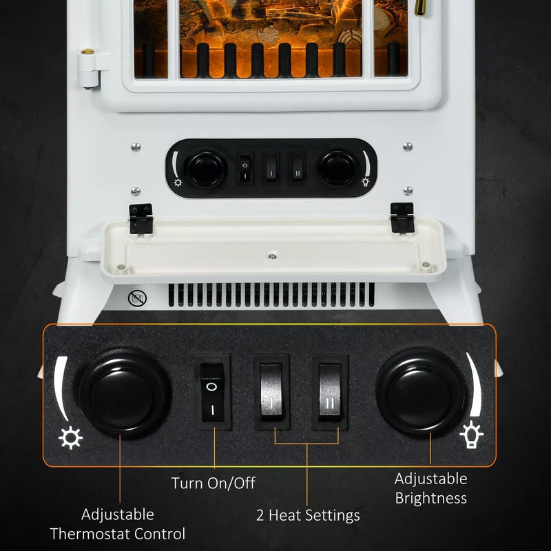 Image of a White Vintage Free Standing Electric Fireplace