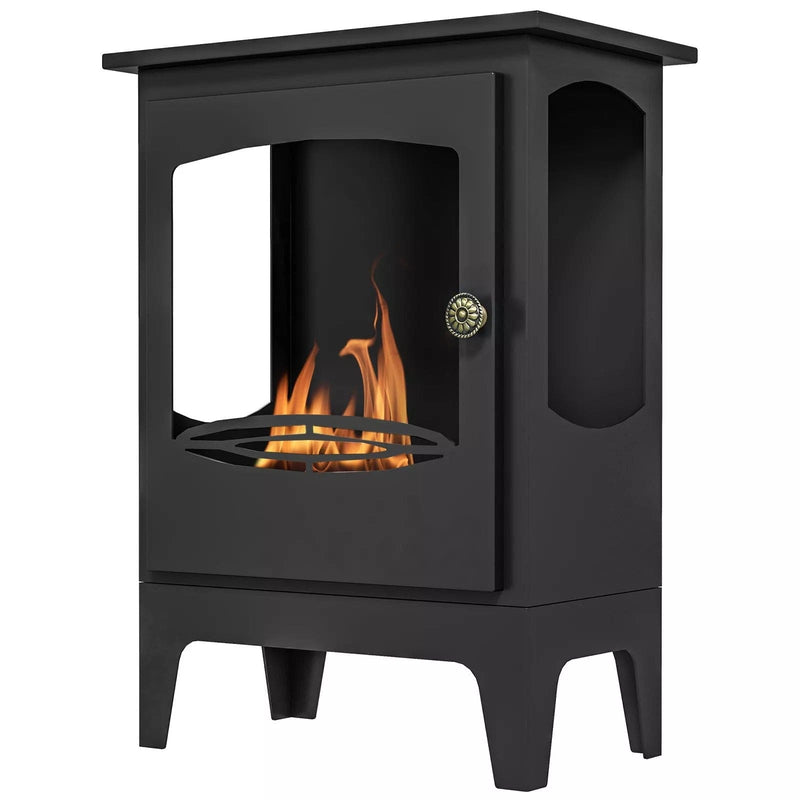 Image of a Black Free Standing Ethanol Fireplace
