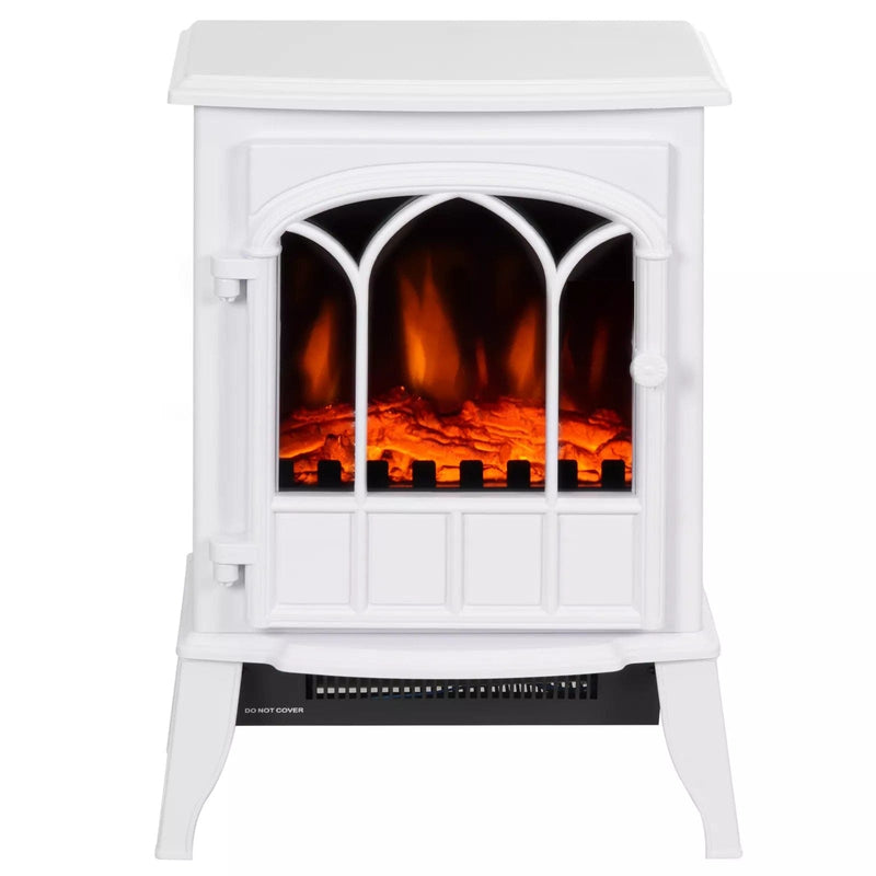 Image of a Free Standing White Electric Fire With Realistic Flame Effect