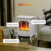 Image of a Free Standing White Electric Fire With Realistic Flame Effect