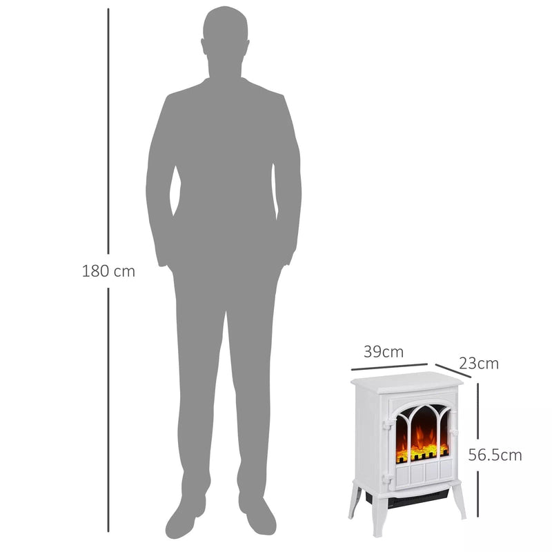 Image of a Free Standing White Electric Fire With Realistic Flame Effect
