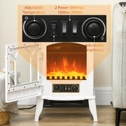 Image of a Free Standing White Electric Fire With Realistic Flame Effect