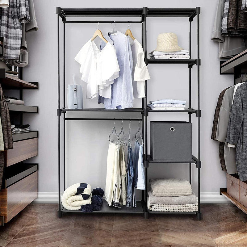 Freestanding Clothes Storage Rack with Shelves for Bedroom and Hallway by Songmics