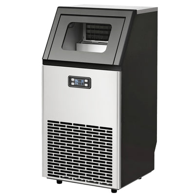 Freestanding Commercial Ice Maker | 45kg Daily Output | LCD Display | Silver & Black Homcom