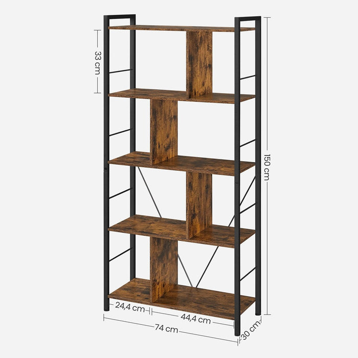 Image of a Freestanding 5 Tier Industrial Bookcase by Vasagle