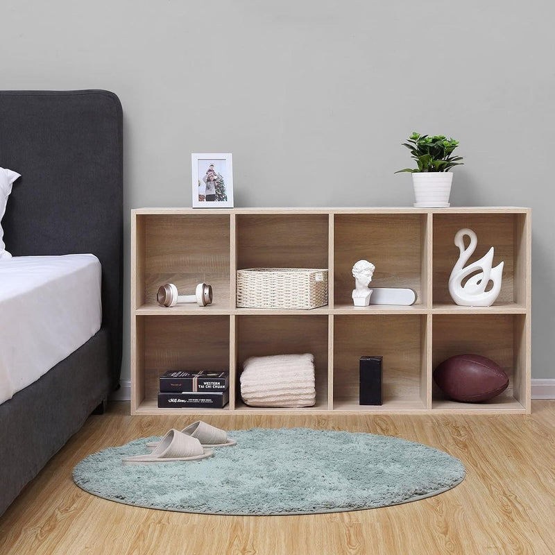 Freestanding 8 Cube Bookcase Oak by Vasagle