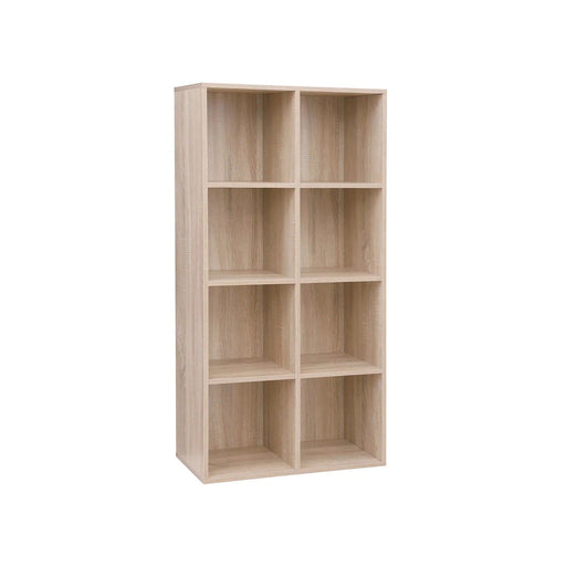 Image of a Freestanding 8 Cube Bookcase Oak Colour.